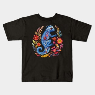 A Chameleon in Scandinavian Folk Art Style Kids T-Shirt